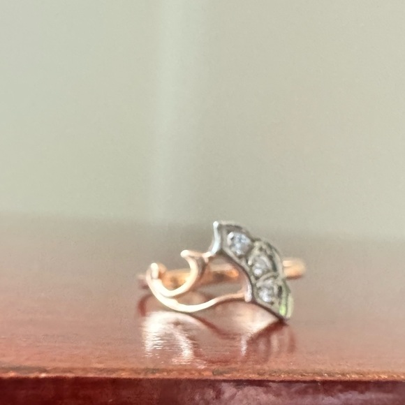 Stamped pink gold ring with diamonds - size 5 - Picture 6 of 10